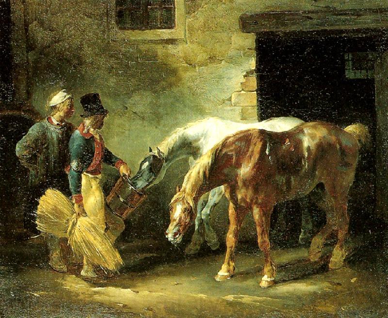 charles emile callande chevaux de poste d' une ecurie France oil painting art